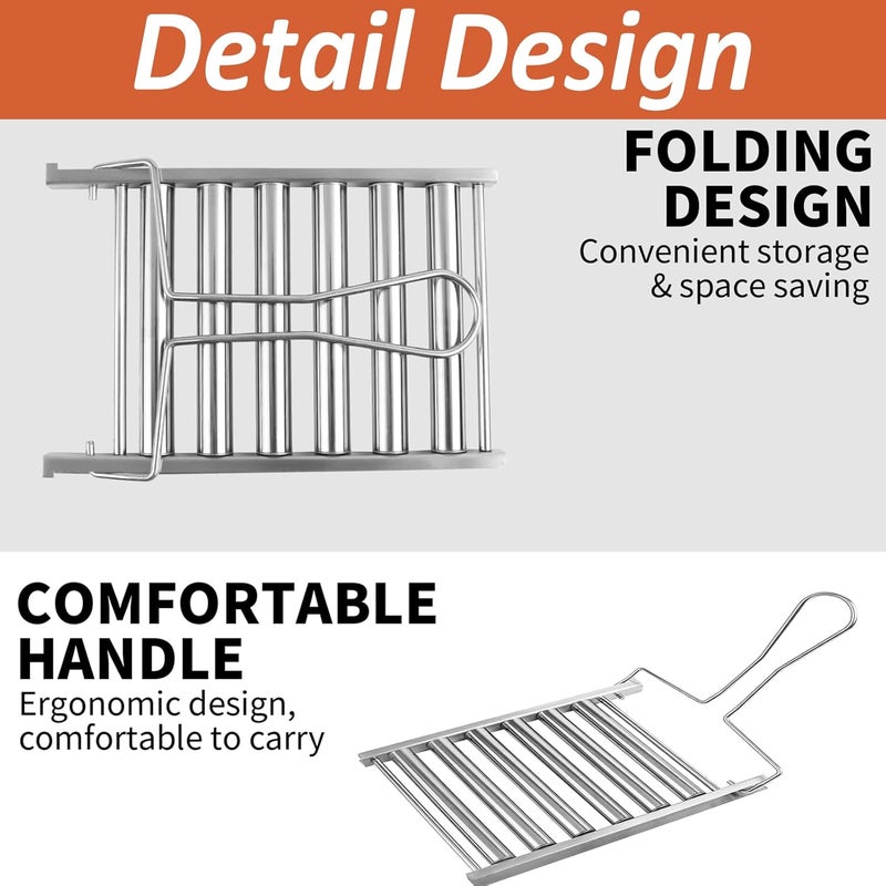 VinBee Hotdog Roller Stainless Steel Hot Dog Sausage Roller Rack BBQ Sausage Roller Rack Hot Dog Roller for Grill Evenly Cooked Hot Dogs(Small) - Image 3